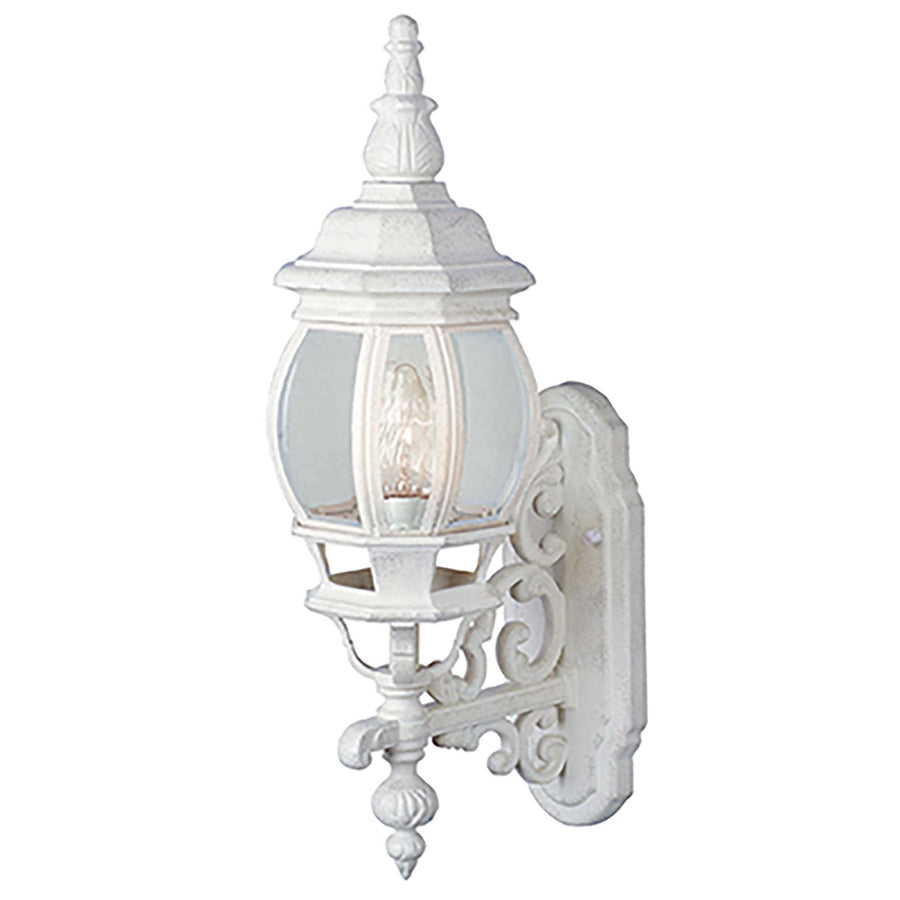 Trans Globe Francisco 1-Light Outdoor Beveled Glass Coach Wall Lantern - White