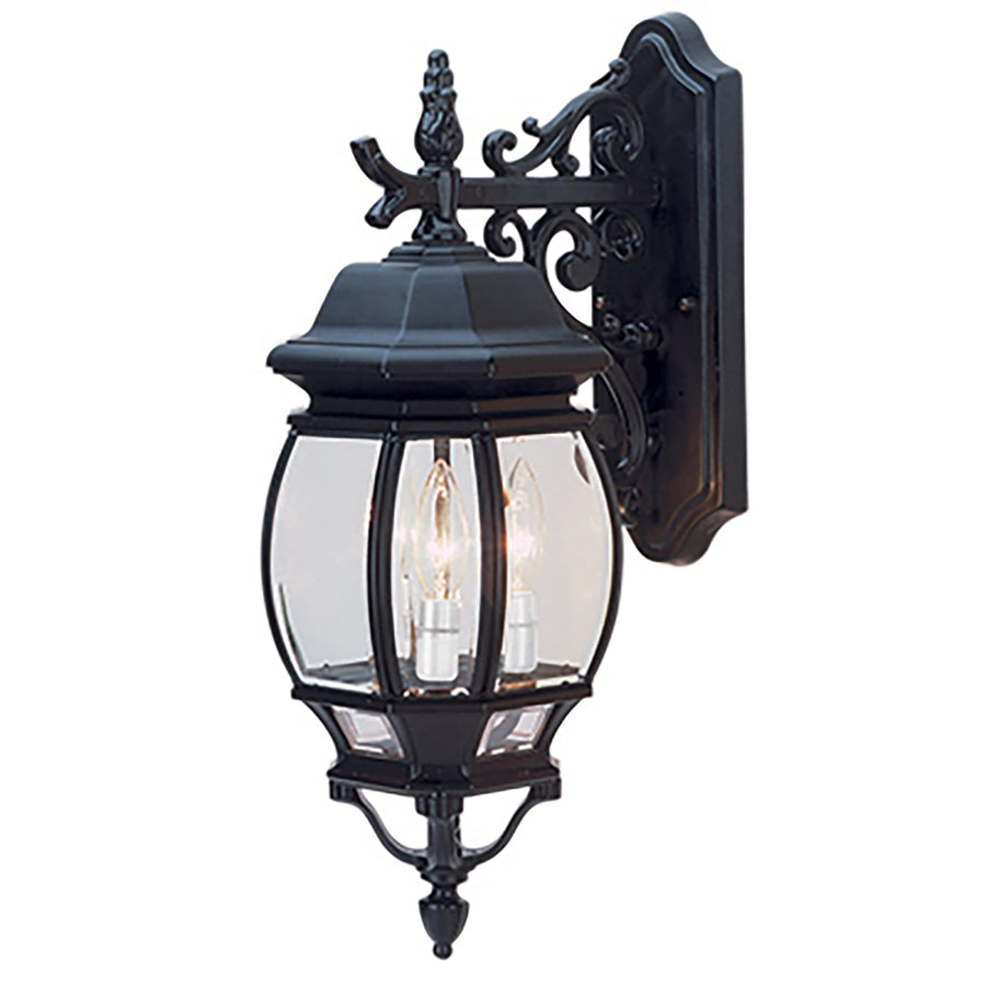 Trans Globe Francisco 3-Light Outdoor Beveled Glass Armed Wall Lantern - Black