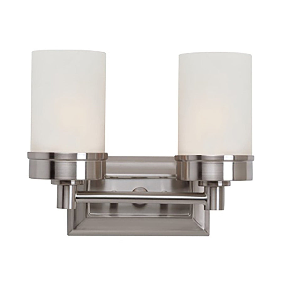 Trans Globe Fusion Collection 2-Light Shaded Bath Bar Vanity Wall Light - Brushed Nickel