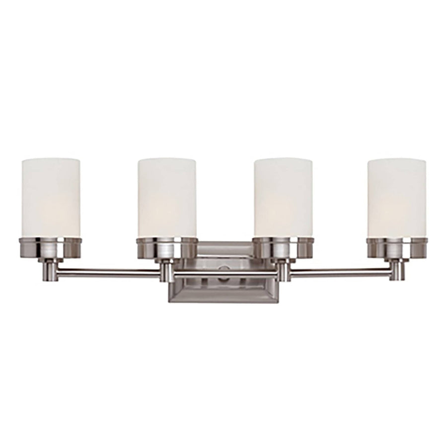 Trans Globe Fusion Collection 4-Light Shaded Bath Bar Vanity Wall Light - Brushed Nickel