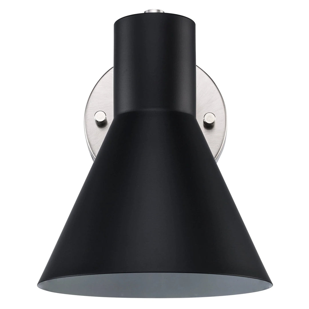 Trans Globe Gearshine 1 - Light Wall Sconce Flared Shade - Black / Brushed Nickel