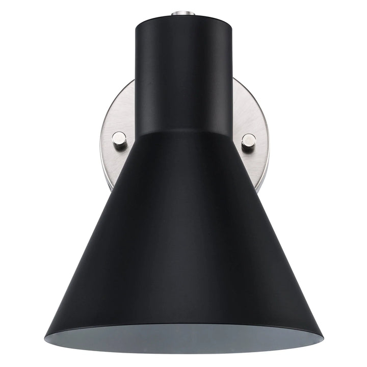Trans Globe Gearshine 1 - Light Wall Sconce Flared Shade - Black / Brushed Nickel