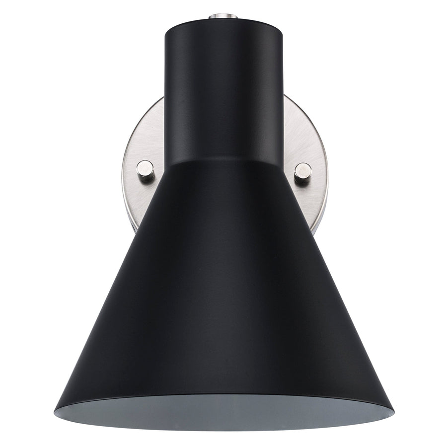 Trans Globe Gearshine 1 - Light Wall Sconce Flared Shade - Black / Brushed Nickel