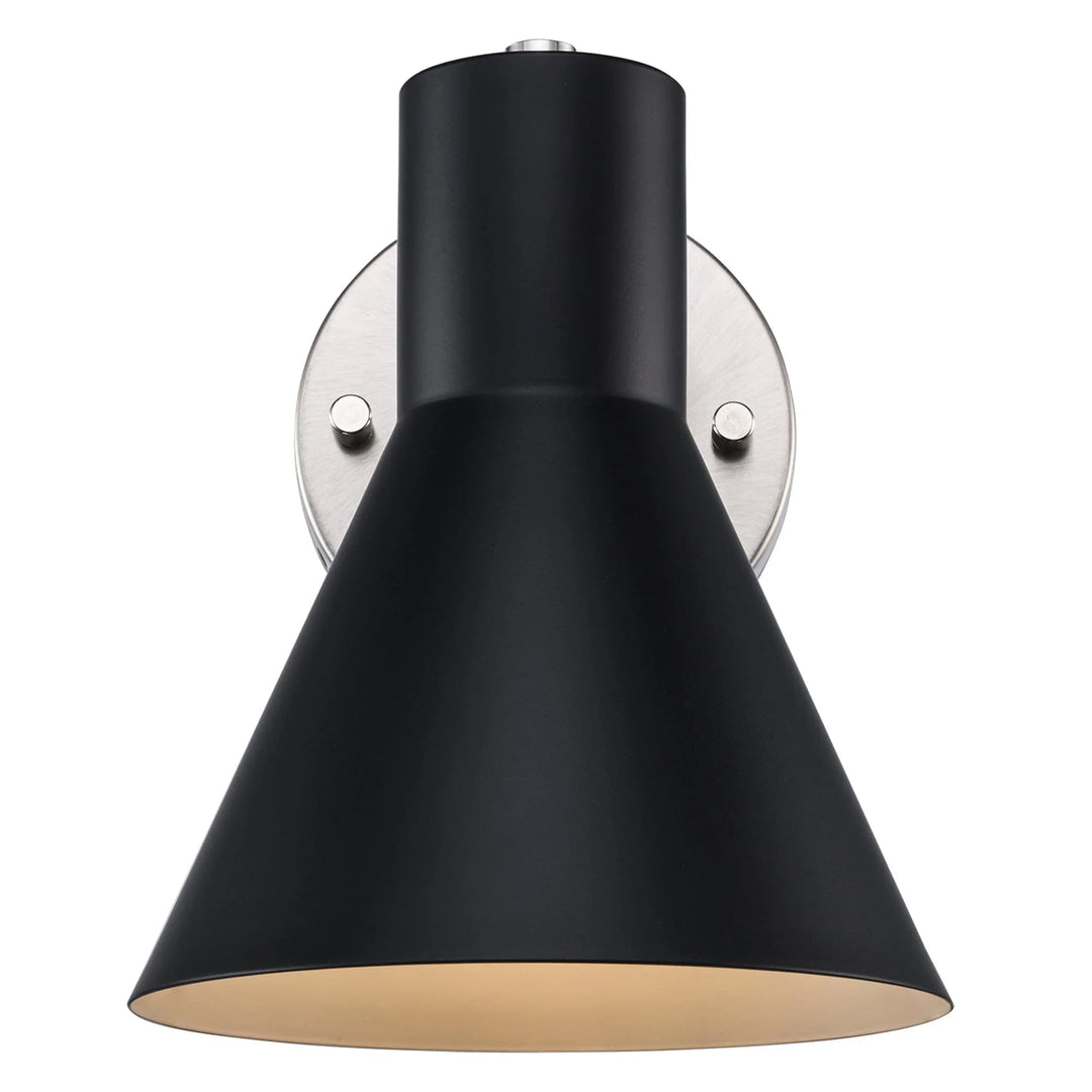Trans Globe Gearshine 1 - Light Wall Sconce Flared Shade - Black / Brushed Nickel