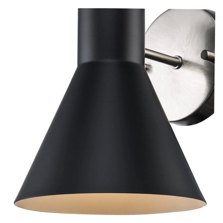 Trans Globe Gearshine 1 - Light Wall Sconce Flared Shade - Black / Brushed Nickel