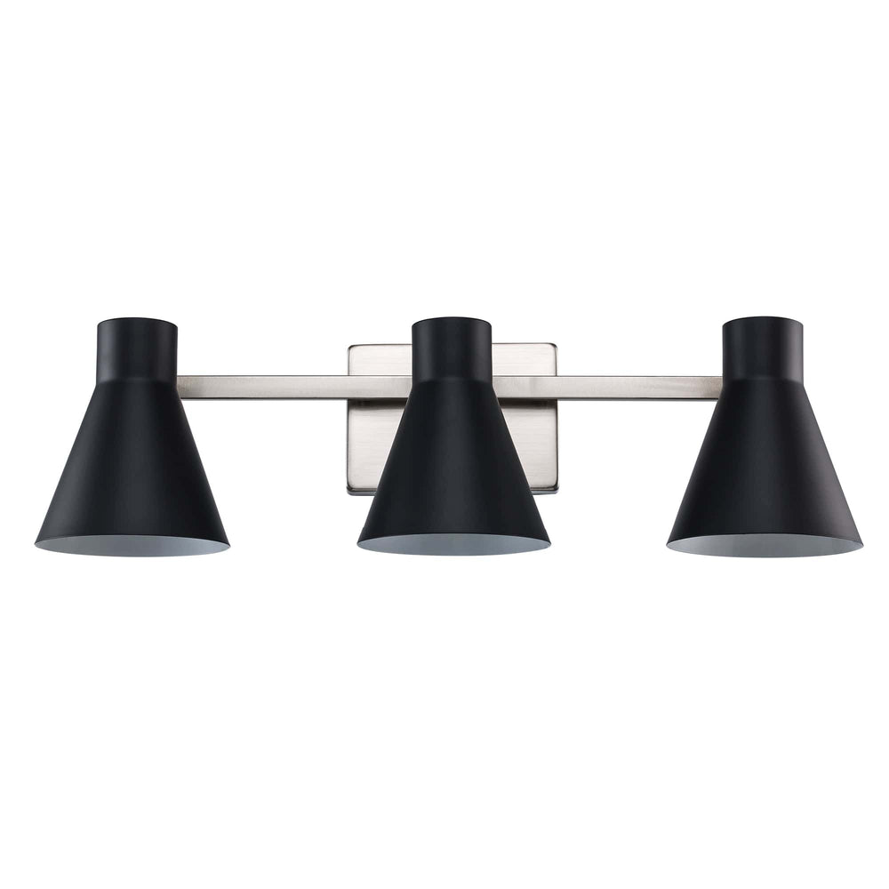 Trans Globe Gearshine 3 - Light Dimmable Vanity Flared Shades - Black / Brushed Nickel