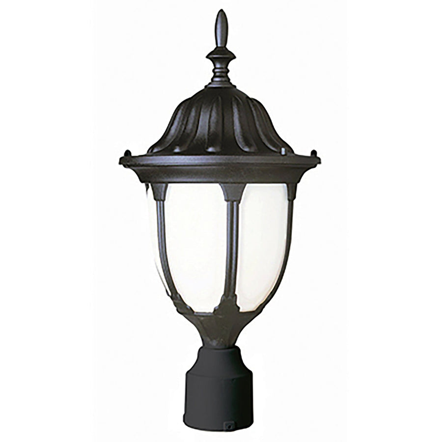 Trans Globe Hamilton 1-Light Opal Glass Traditional Outdoor Post Mount Lantern Head - Black