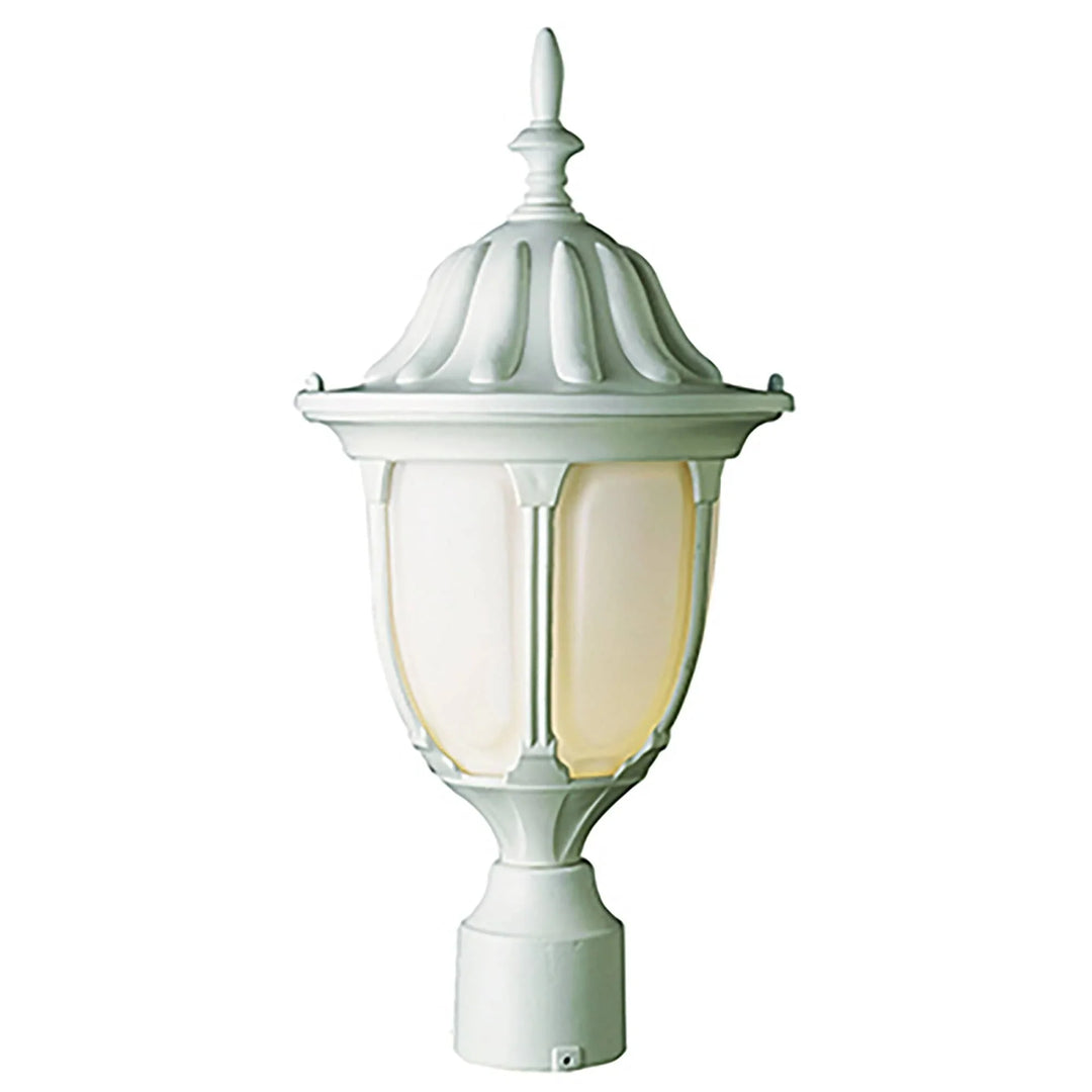 Trans Globe Hamilton 1-Light Opal Glass Traditional Outdoor Post Mount Lantern Head - White