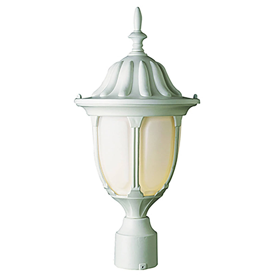 Trans Globe Hamilton 1-Light Opal Glass Traditional Outdoor Post Mount Lantern Head - White