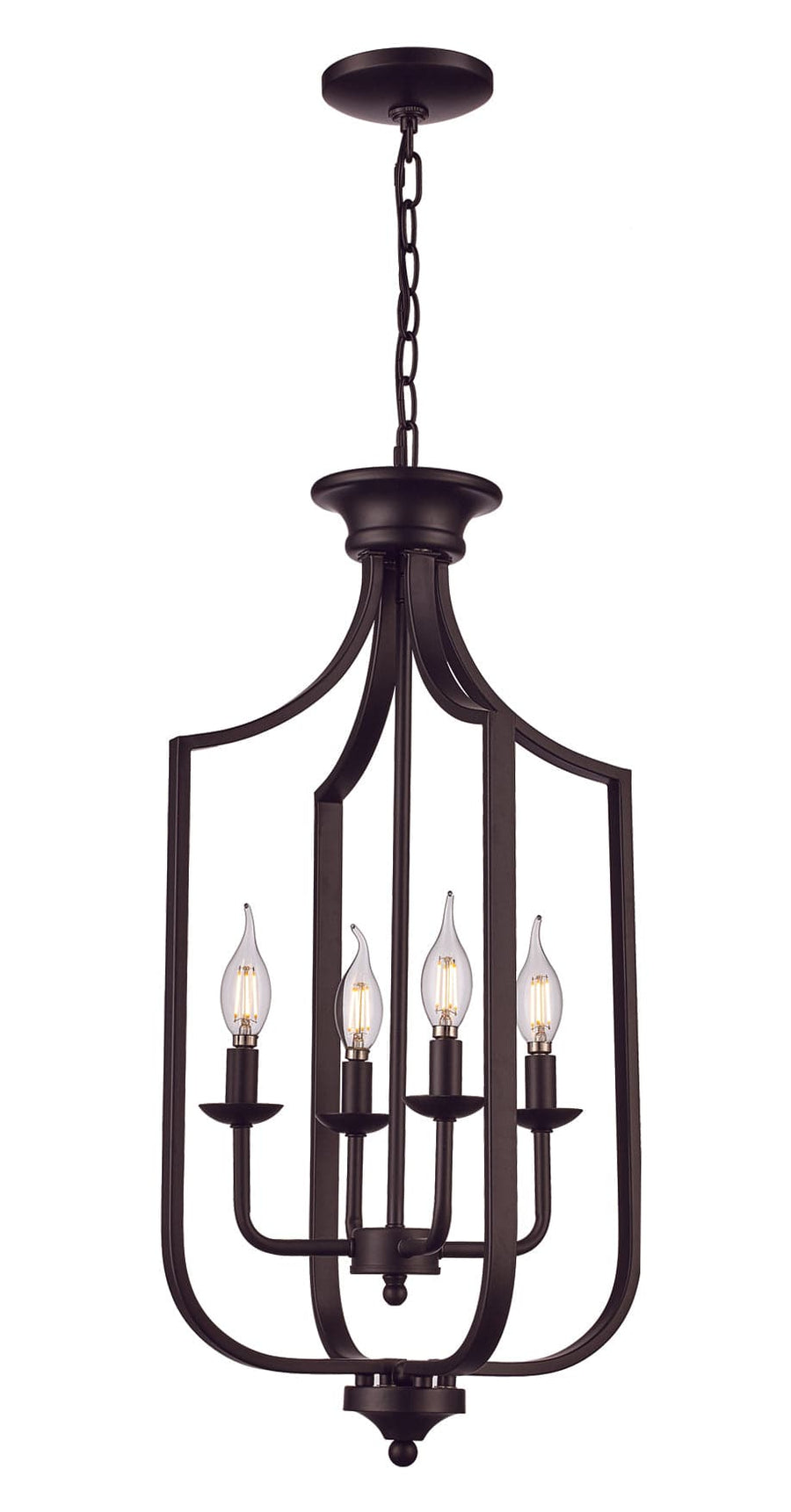 Trans Globe Hillcrest 27.5-in. 4-Light Cage Chandelier Pendant Jax Med - Brushed Nickel