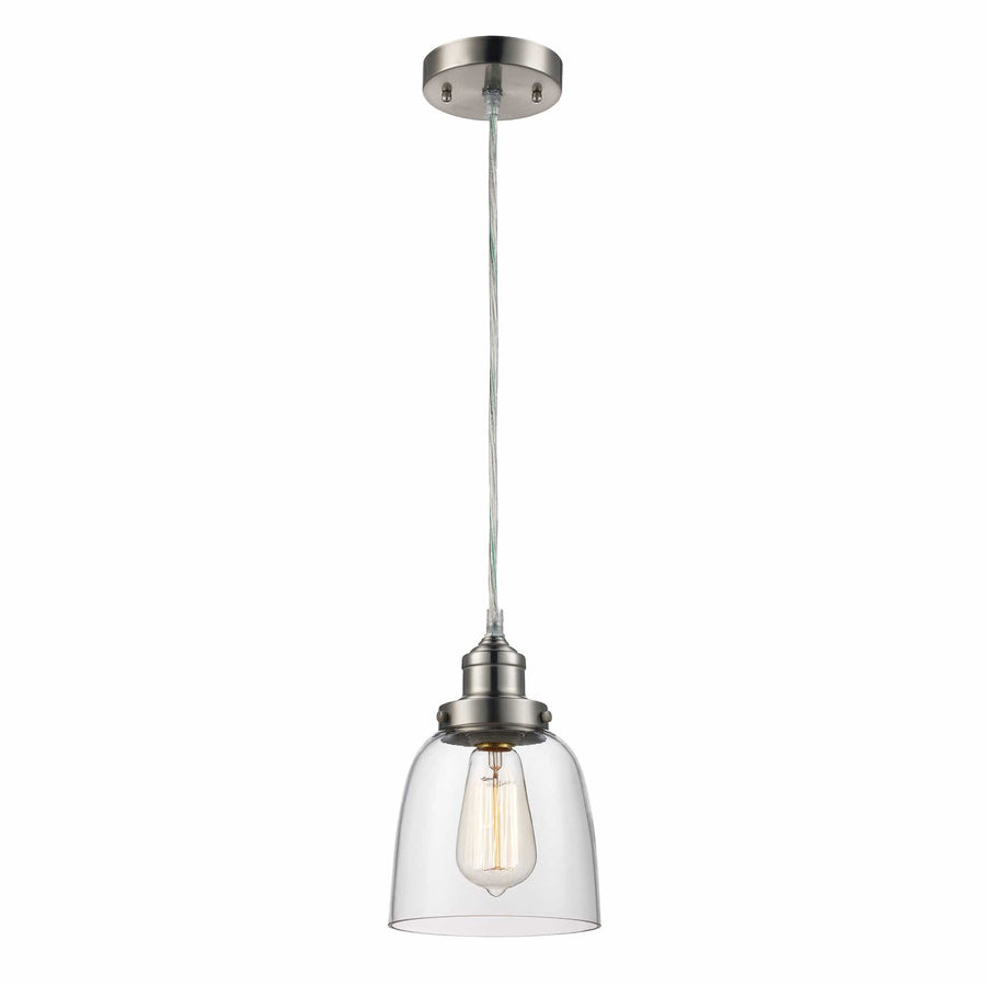 Trans Globe Jenny Glass Shade Single Edison Bulb - Brushed Nickel