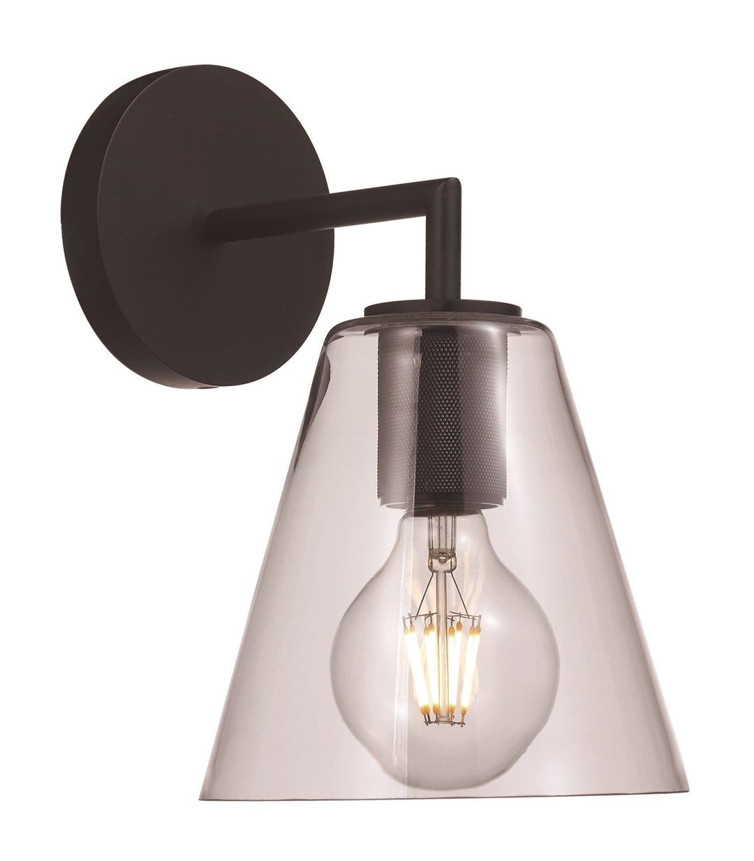 Trans Globe Kennedy 1-Light Indoor Cone Shade Armed Sconce - Black