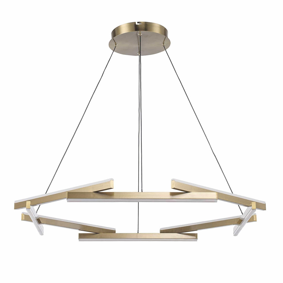 LED chandelier with gold finish and eight rods, modern ceiling lighting for dining room or foyer