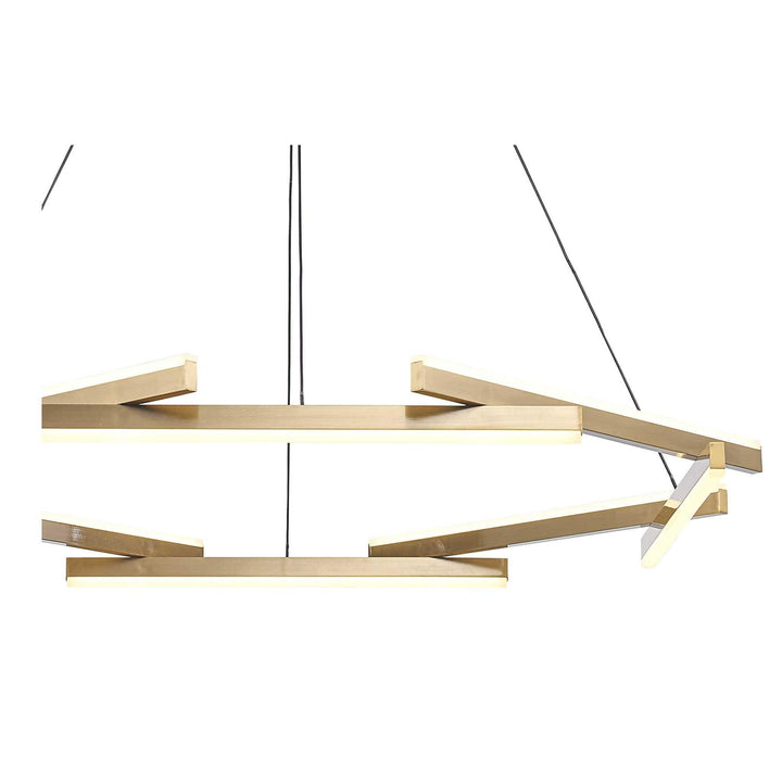 LED chandelier with 8 modern gold rods, ideal for residential or commercial ceiling lighting