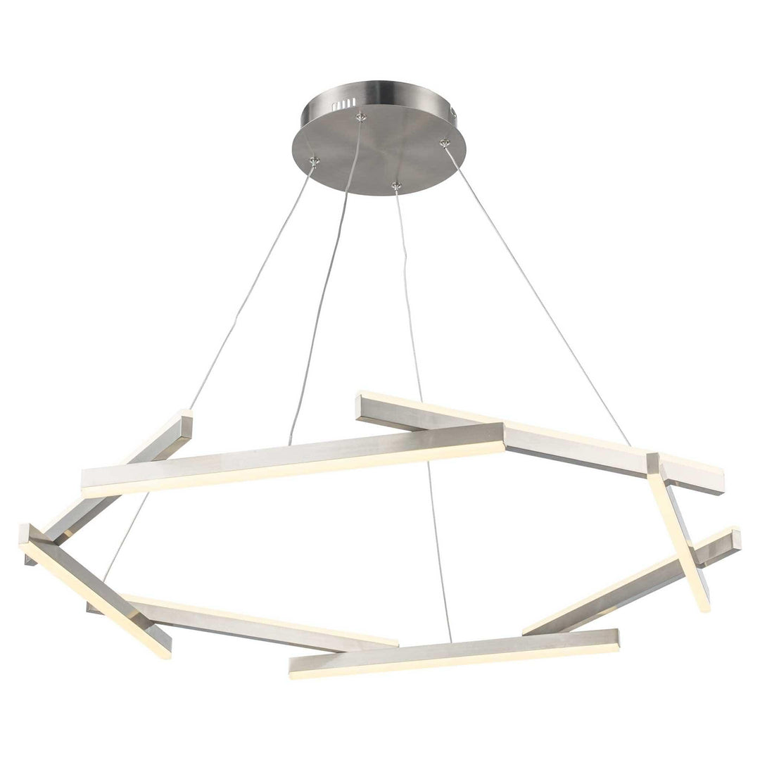 LED chandelier with brushed nickel finish and geometric 8-rod design for modern home lighting