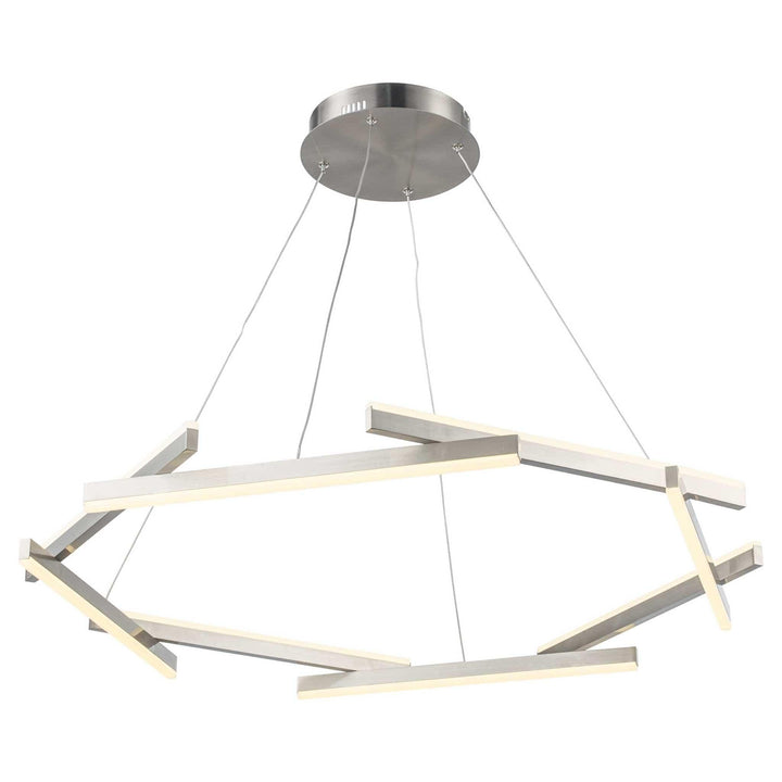 LED chandelier with brushed nickel finish and geometric 8-rod design for modern home lighting