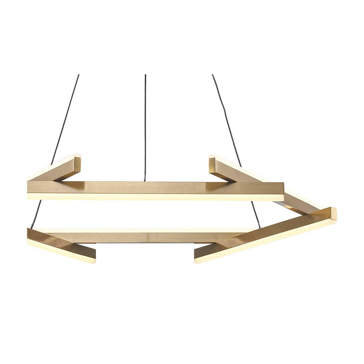 LED modern chandelier with geometric gold frame for residential or commercial ceiling lighting