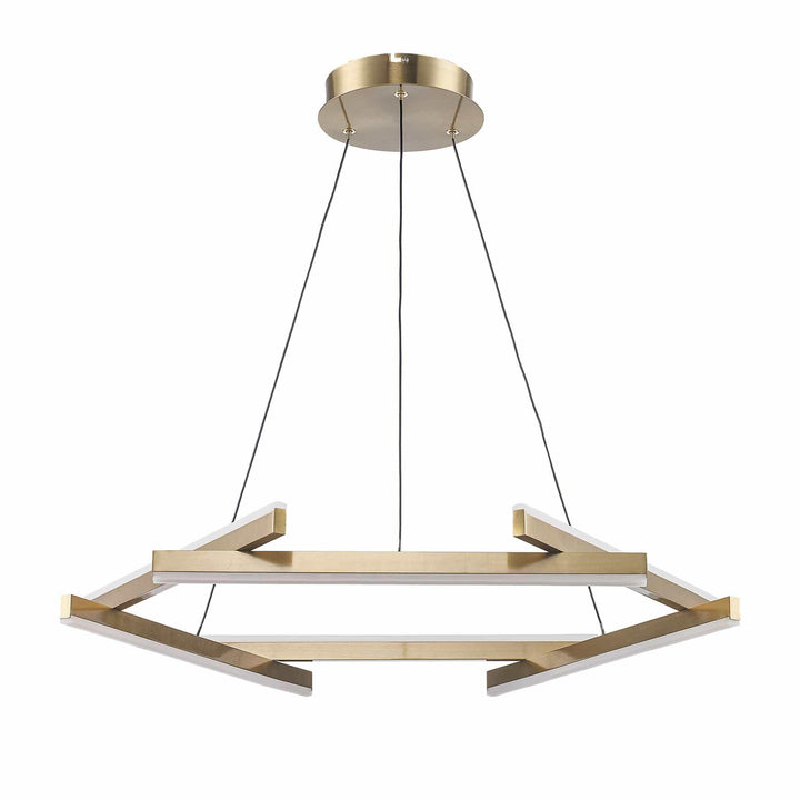 LED modern chandelier in antique gold with geometric design for contemporary living room lighting