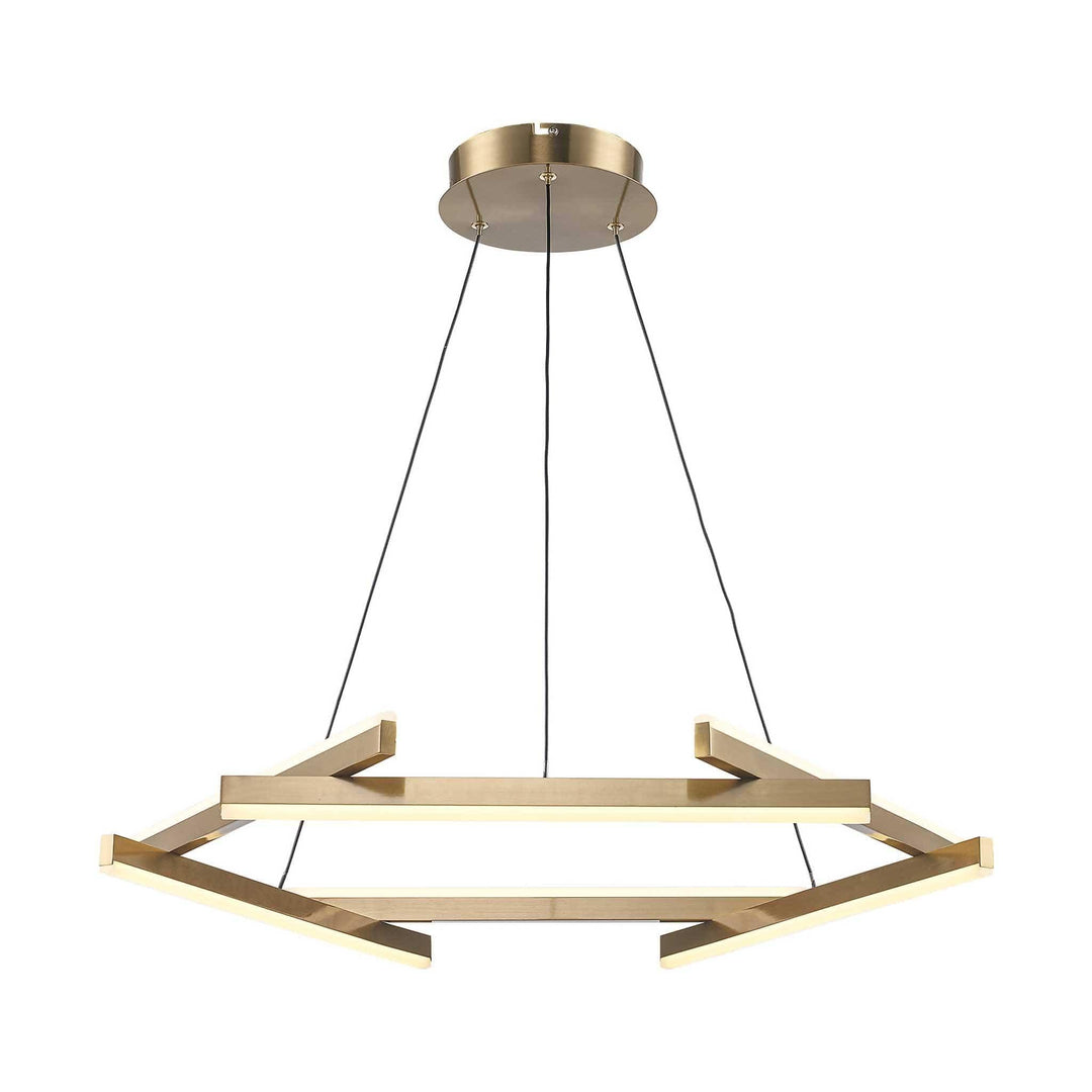 LED modern chandelier in antique gold finish for contemporary dining or living room lighting