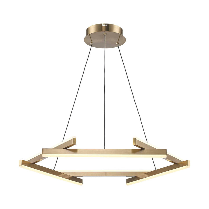 LED modern chandelier in antique gold finish for contemporary dining or living room lighting
