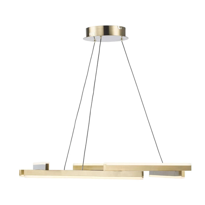 LED modern chandelier in antique gold finish suspended for contemporary dining room lighting