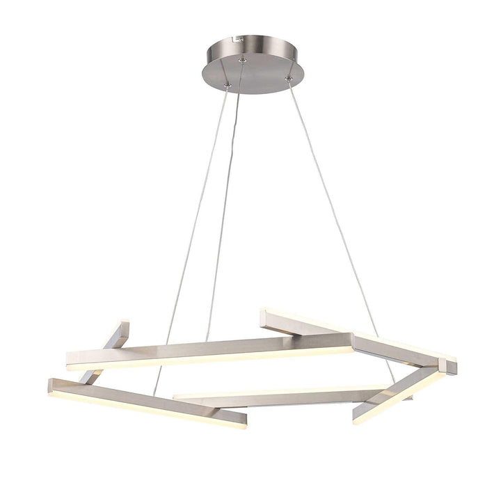 LED modern chandelier in brushed nickel finish for contemporary dining room or living room lighting