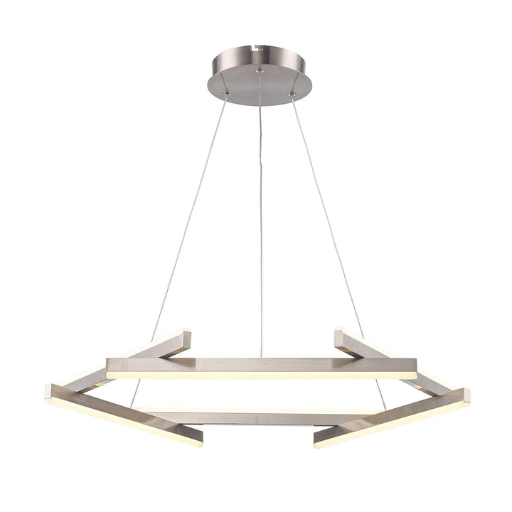 LED chandelier with brushed nickel finish, ideal for modern dining room or living space lighting