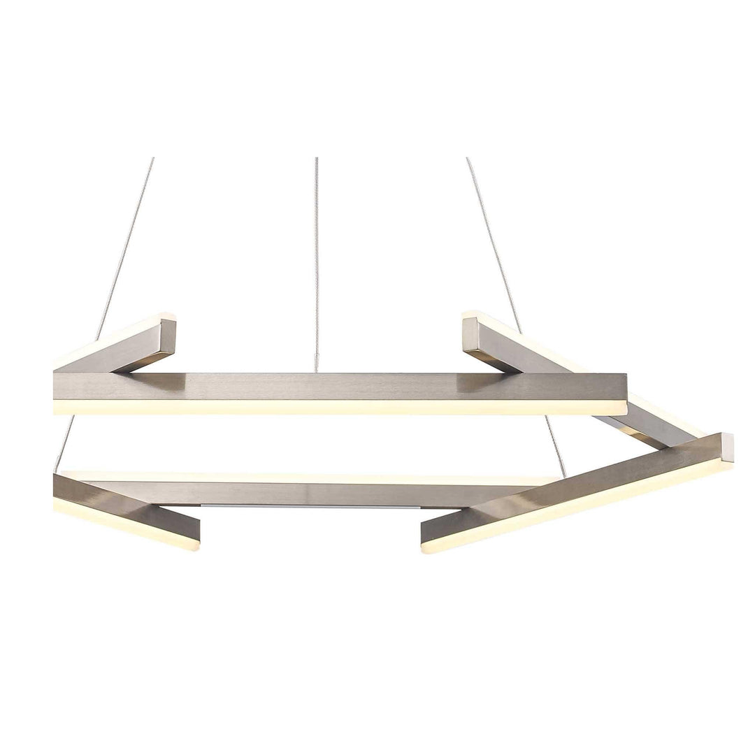 LED modern chandelier in brushed nickel finish for contemporary dining or living room lighting