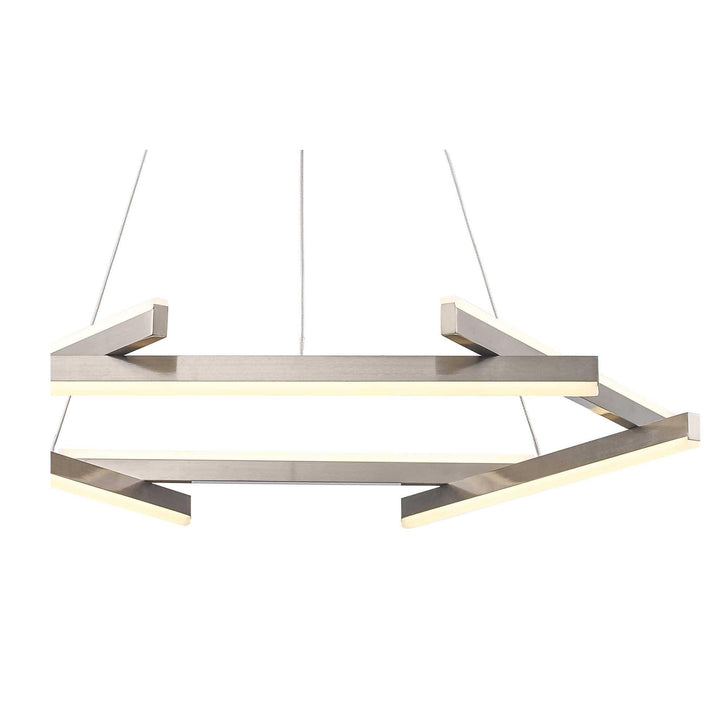 LED modern chandelier in brushed nickel finish for contemporary dining or living room lighting
