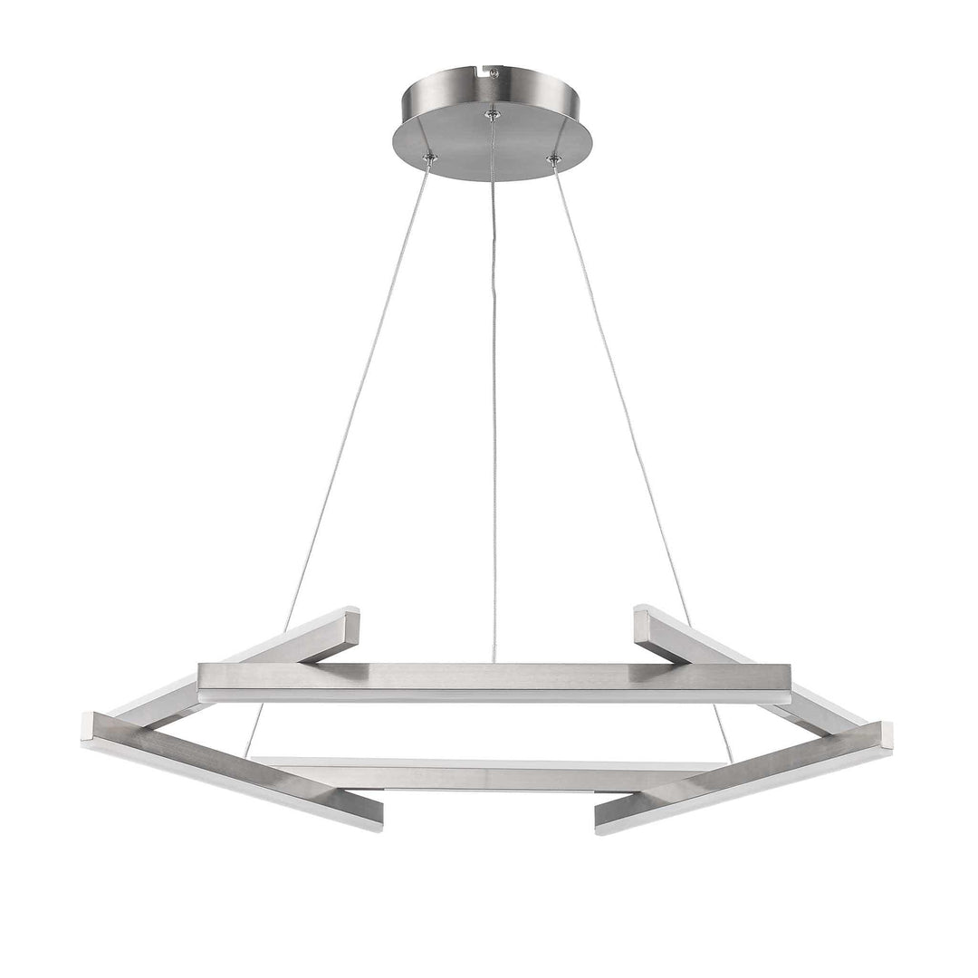 LED modern chandelier with brushed nickel finish suspended for contemporary dining room lighting