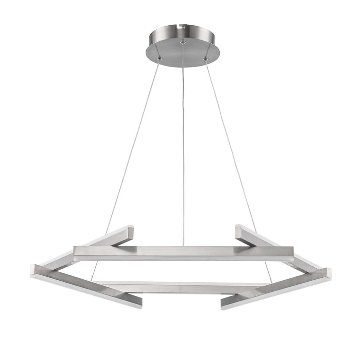 LED modern chandelier with brushed nickel finish suspended for contemporary dining room lighting