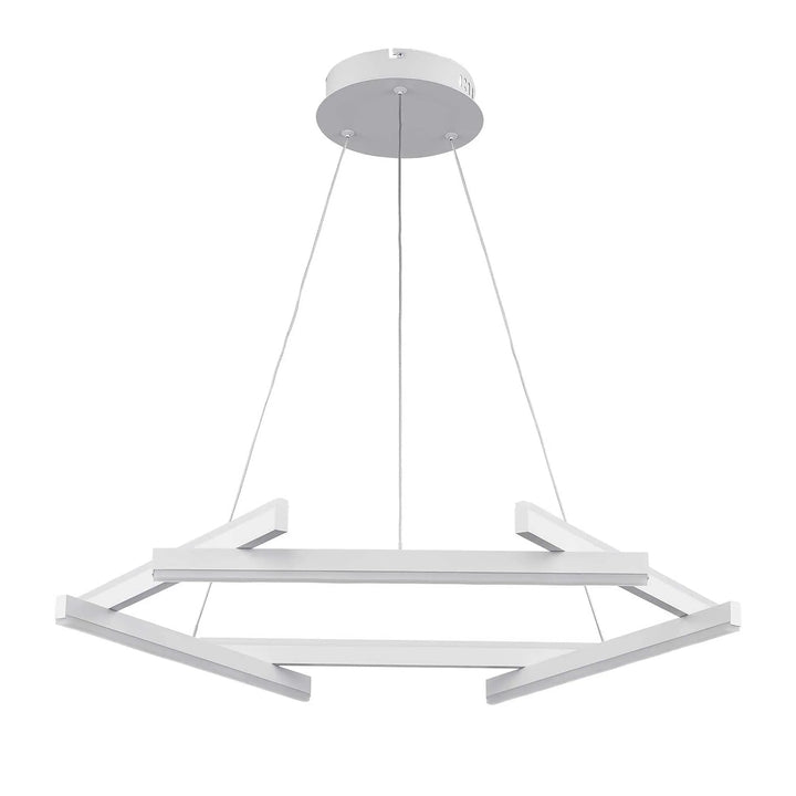LED modern chandelier with geometric white frame for contemporary commercial lighting