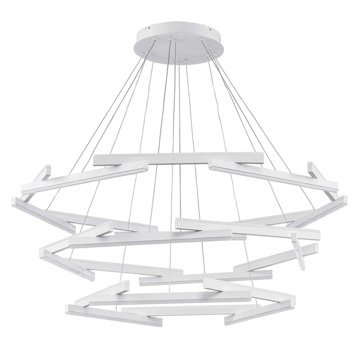 LED modern chandelier in white geometric design for contemporary residential or commercial lighting
