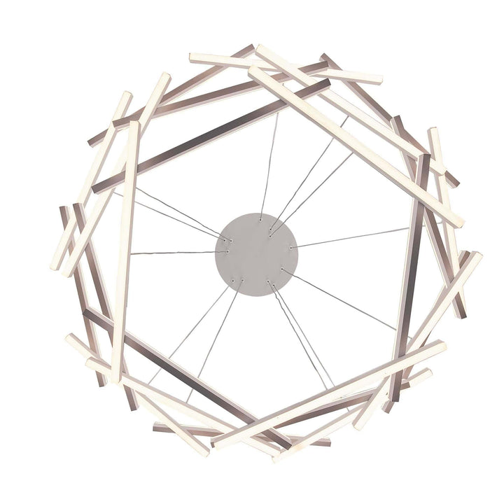 LED modern chandelier with geometric white frame for contemporary home or commercial lighting