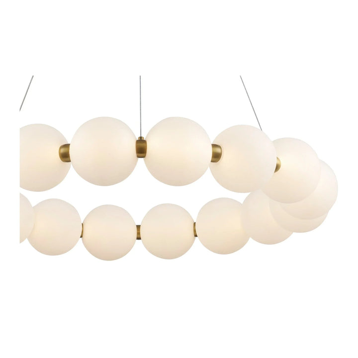 LED modern ring chandelier with frosted globe lights and gold finish for residential lighting