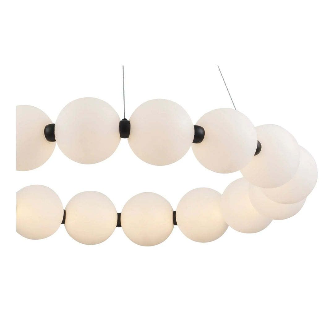 LED ring chandelier with frosted globe lights for modern dining room or commercial lighting