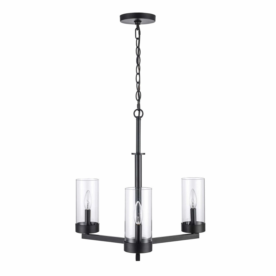 single tier chandelier with clear glass shades and chain mount for modern dining room lighting