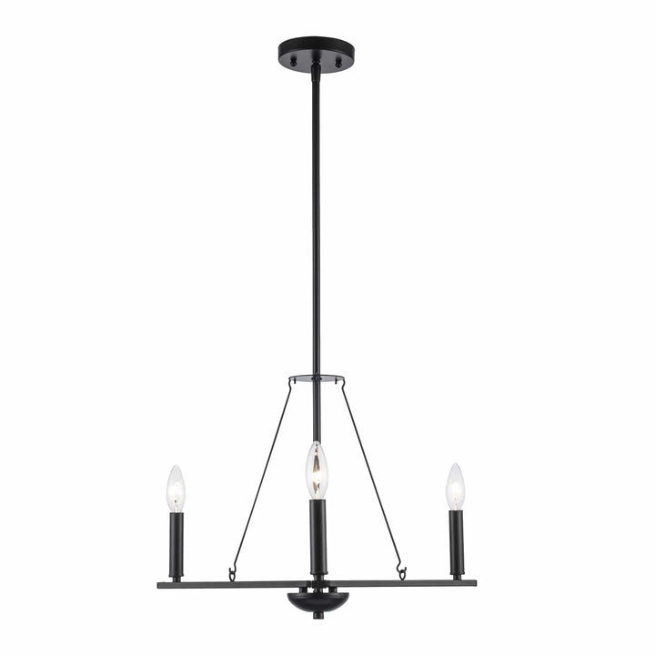 Three light black pendant chandelier for modern dining room or entryway lighting