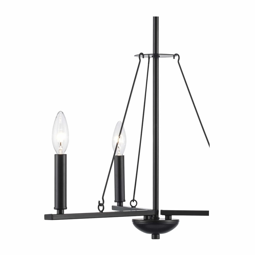 Black three-light LED pendant chandelier with modern spiral design for dining room lighting