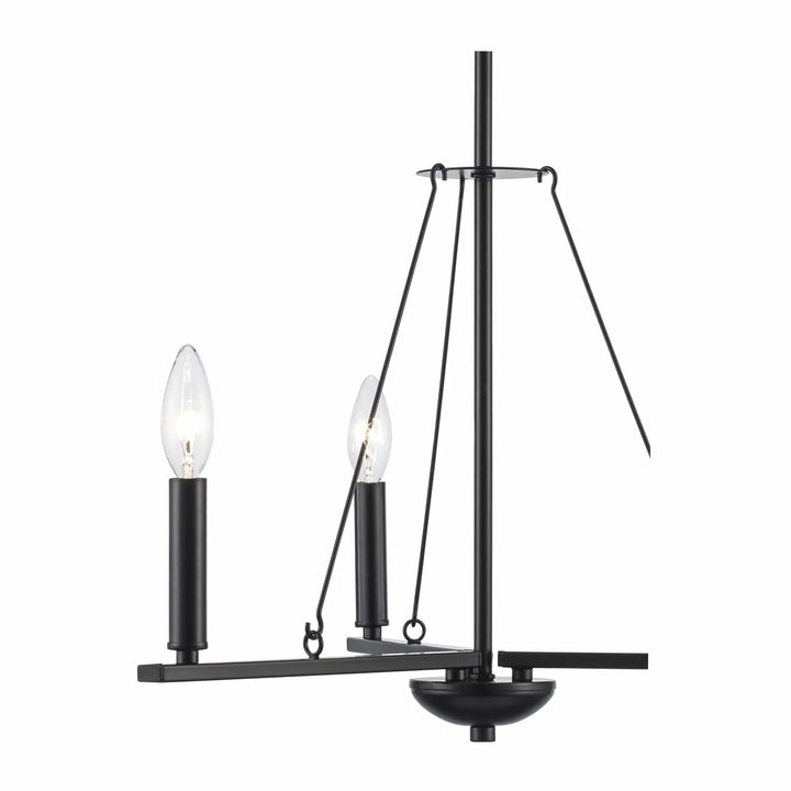 Black three-light LED pendant chandelier with modern spiral design for dining room lighting