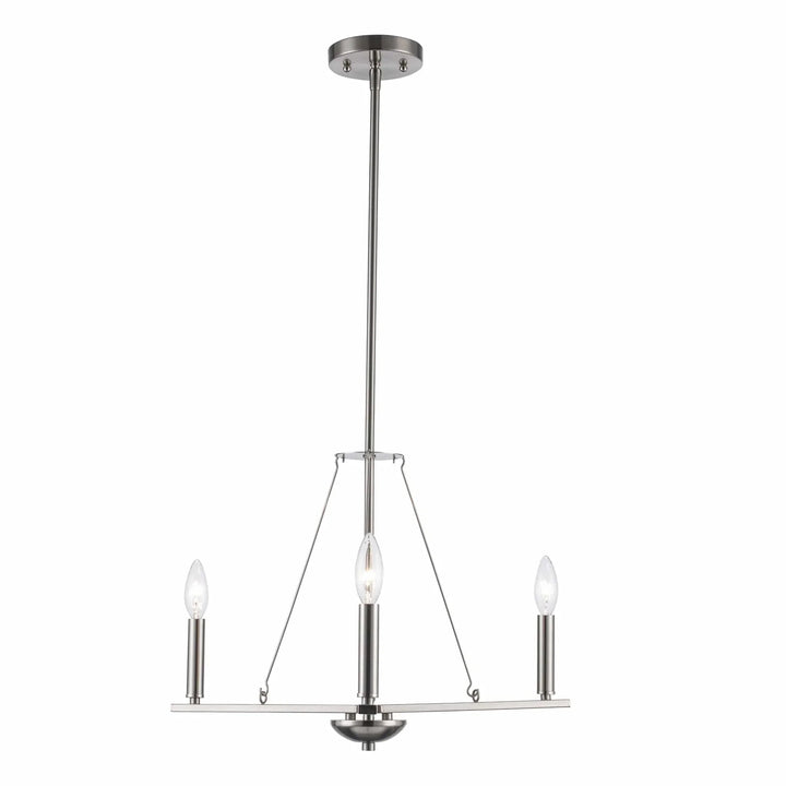 Modern 3-light brushed nickel chandelier pendant for dining room or kitchen ceiling lighting