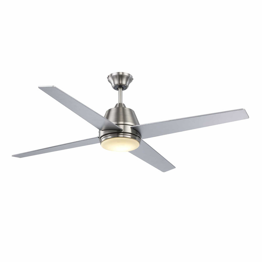 Trans Globe Mammoth Collection Contemporary 4-Blade Ceiling Fan with LED Light Kit- Brushed Nickel