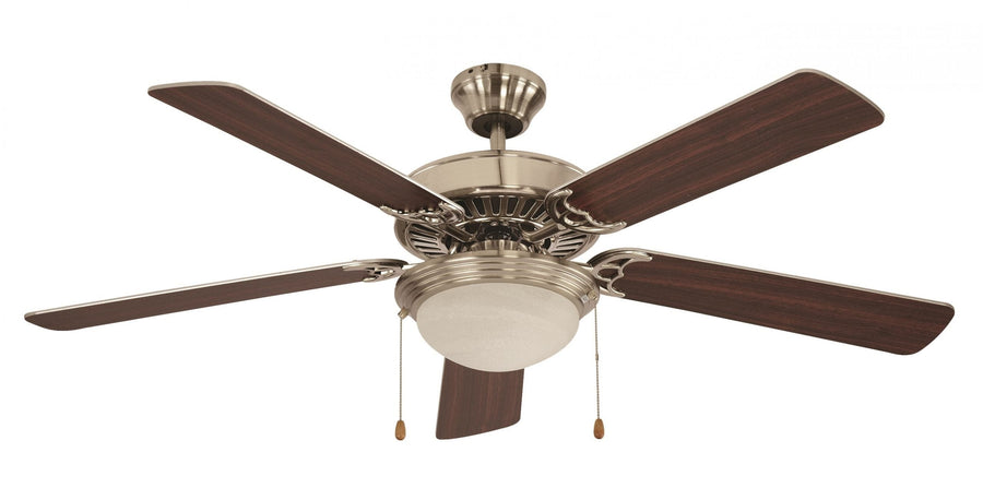 Trans Globe Mateo Traditional Ceiling Fan with Light Kit and Reversible Blades- Brushed Nickel