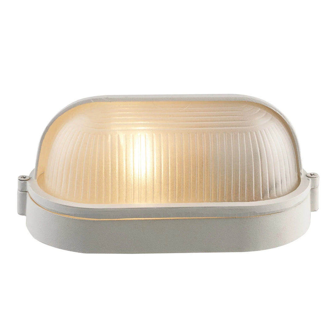Trans Globe Mesa II 8.5-In. Wide Oval Outdoor Pocket Wall Lantern Light - White