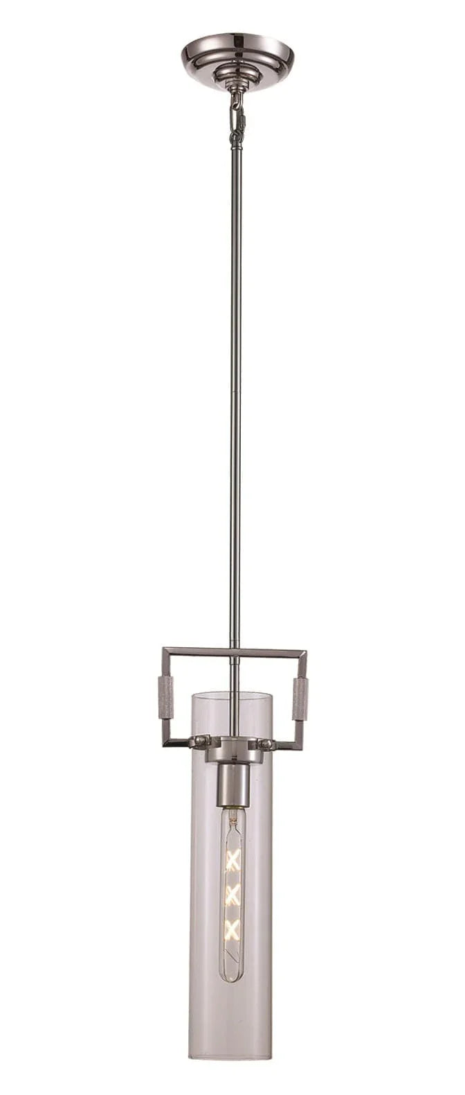 Mini tube glass cylinder pendant light with polished chrome finish for modern indoor lighting