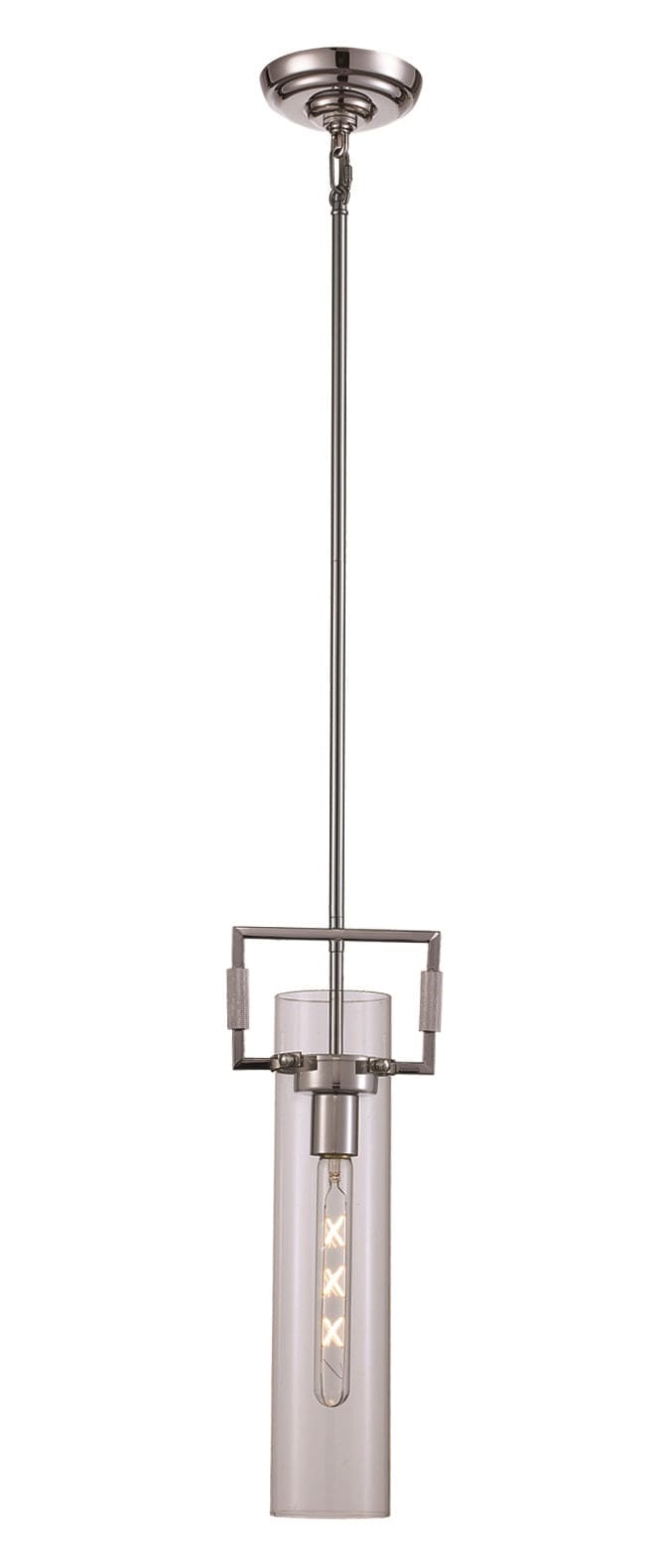 Trans Globe Mie Collection 1-light, 7-inch, Glass Cylinder Mini Tube - Polished Chrome