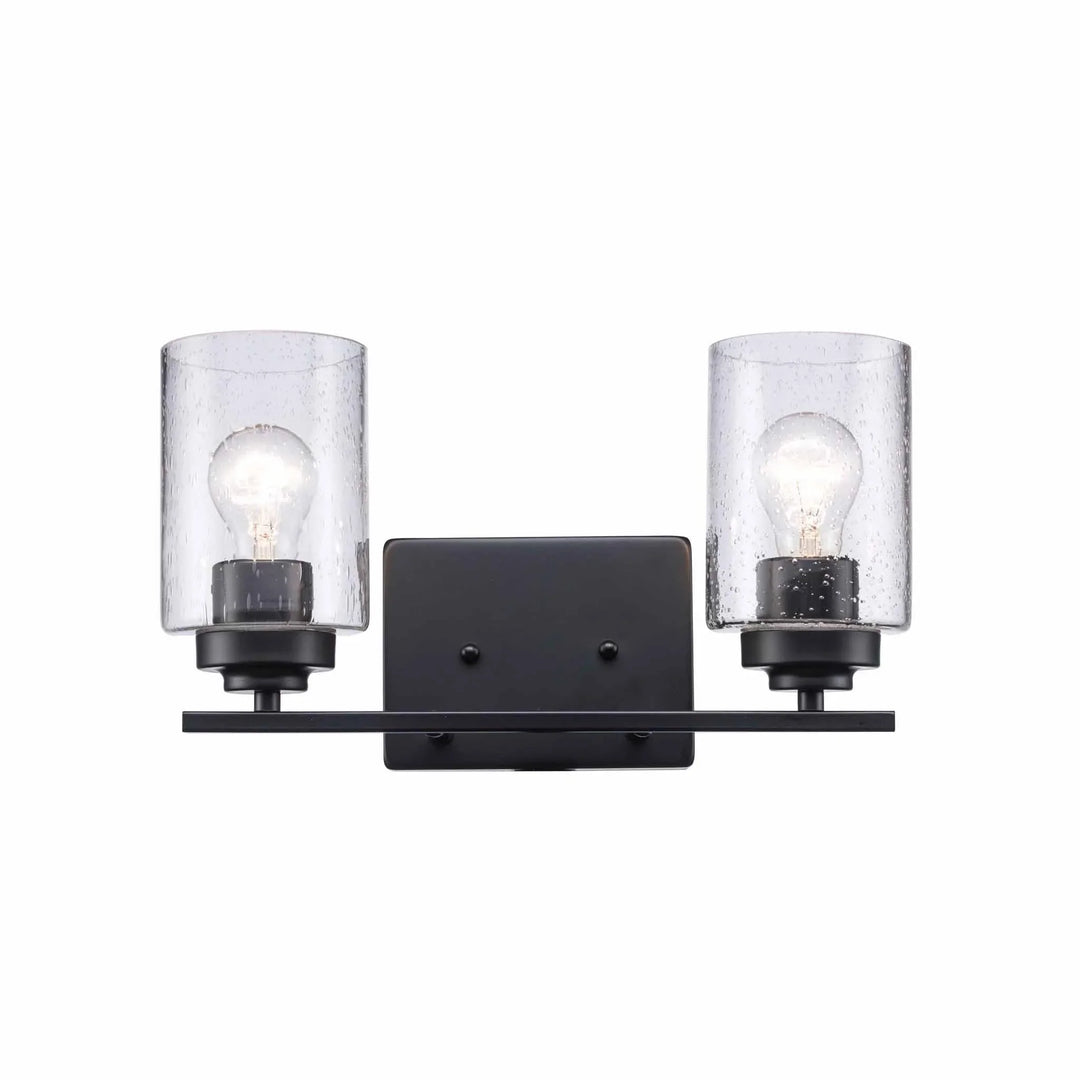 Trans Globe Mod Pod 2-Light Glass Drum Shaded Vanity Bar Double Disk - Black
