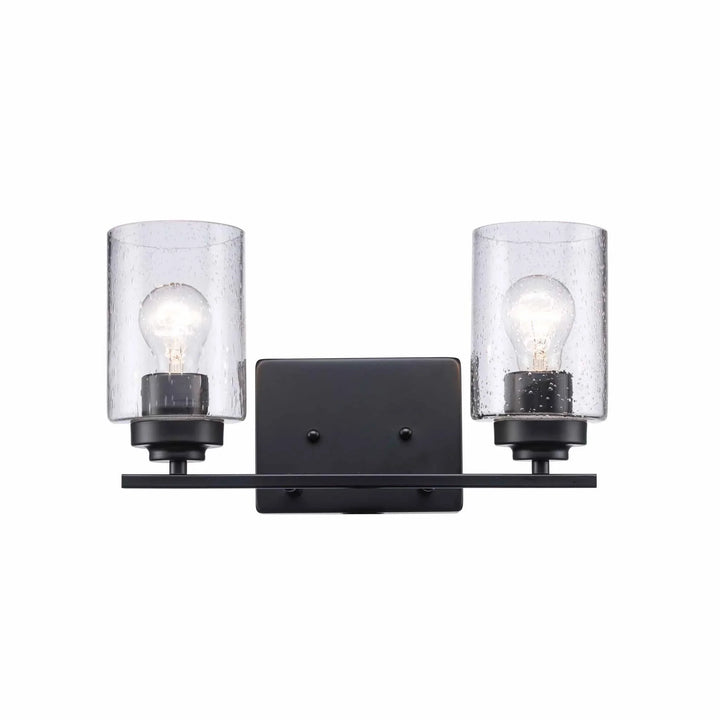 Trans Globe Mod Pod 2-Light Glass Drum Shaded Vanity Bar Double Disk - Black