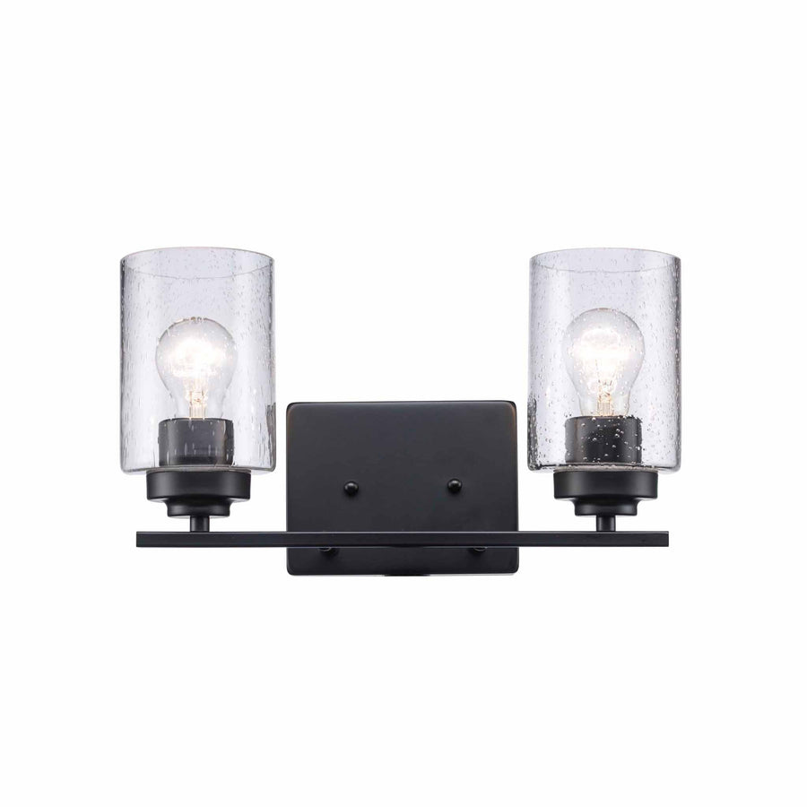 Trans Globe Mod Pod 2-Light Glass Drum Shaded Vanity Bar Double Disk - Black