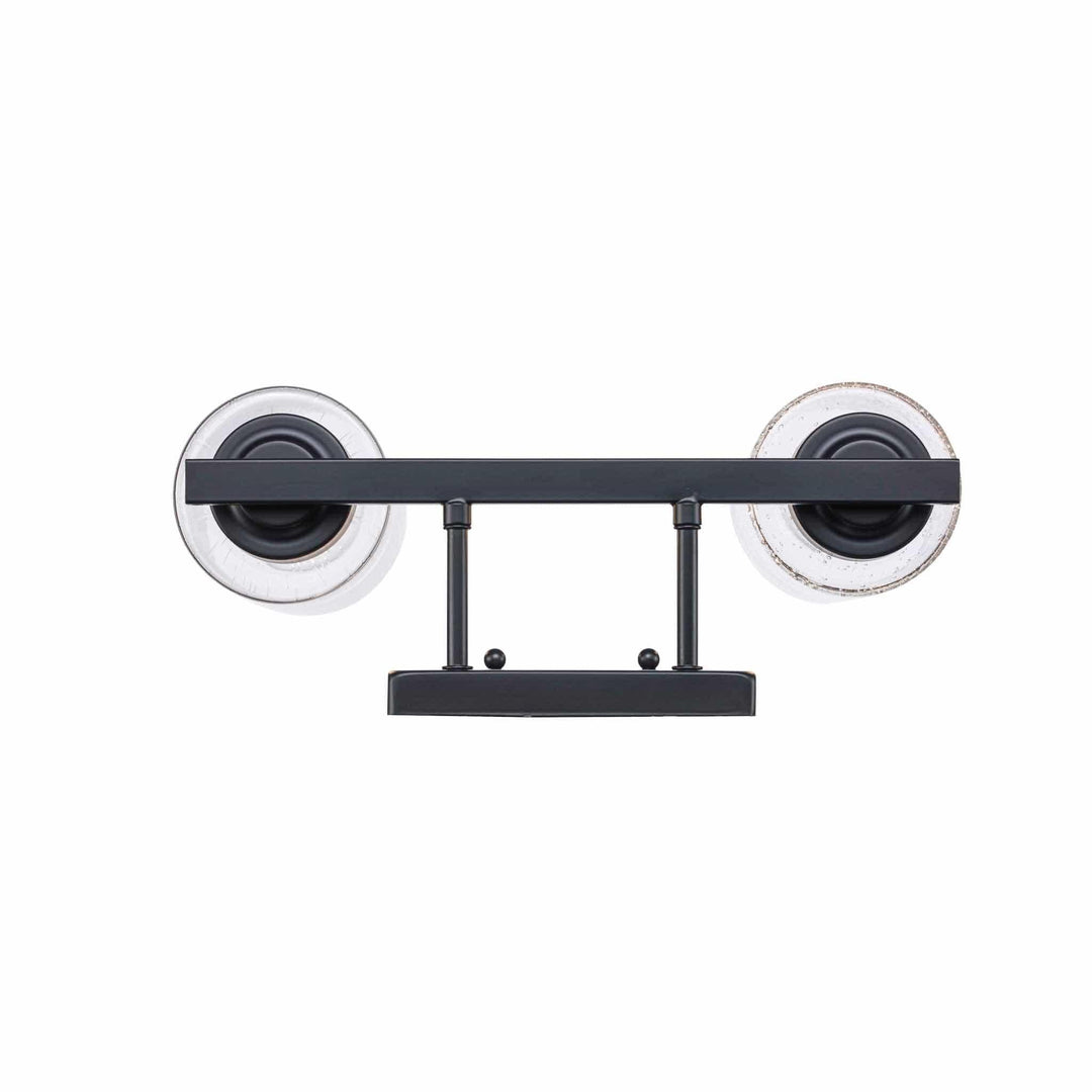 Trans Globe Mod Pod 2-Light Glass Drum Shaded Vanity Bar Double Disk - Black